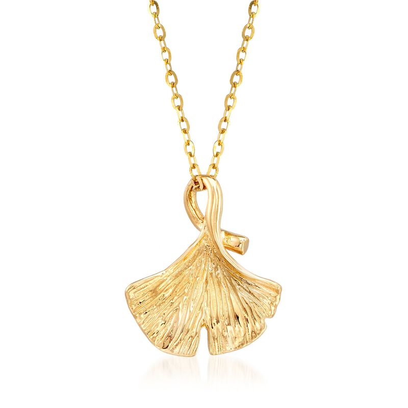 18kt Yellow Gold Ginkgo Leaf Pendant Necklace image number 0