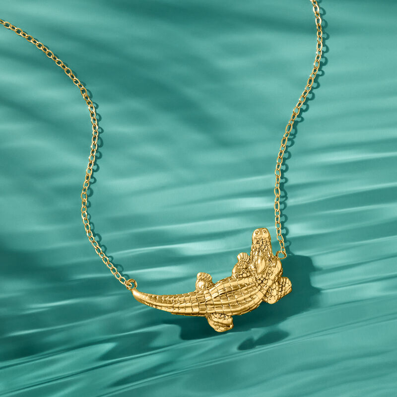 Italian 18kt Gold Over Sterling Alligator Necklace. 18&quot; image number 2