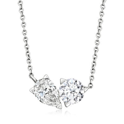 1.00 ct. t.w. Lab-Grown Diamond Toi et Moi Necklace in 14kt White Gold