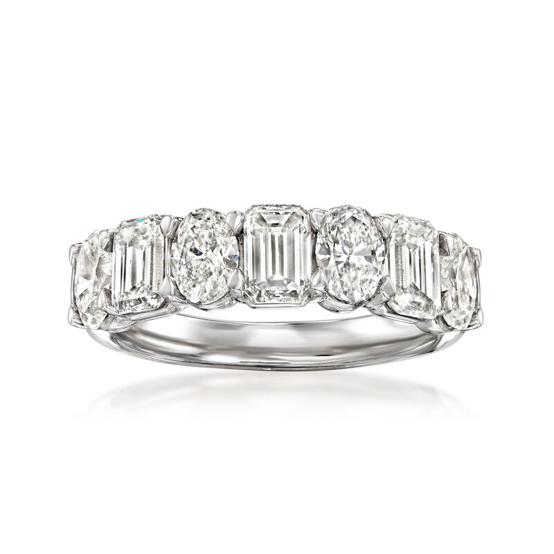 3.00 ct. t.w. Oval and Emerald-Cut Lab-Grown Diamond Ring in 14kt White Gold image number 0