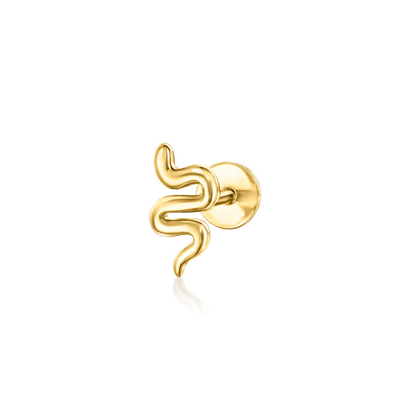 14kt Yellow Gold Petite Snake Single Flat-Back Stud Earring image number 0