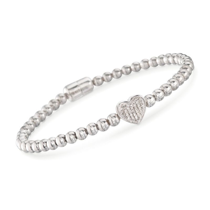 Diamond Heart Bracelet with Sterling Silver Beads image number 0