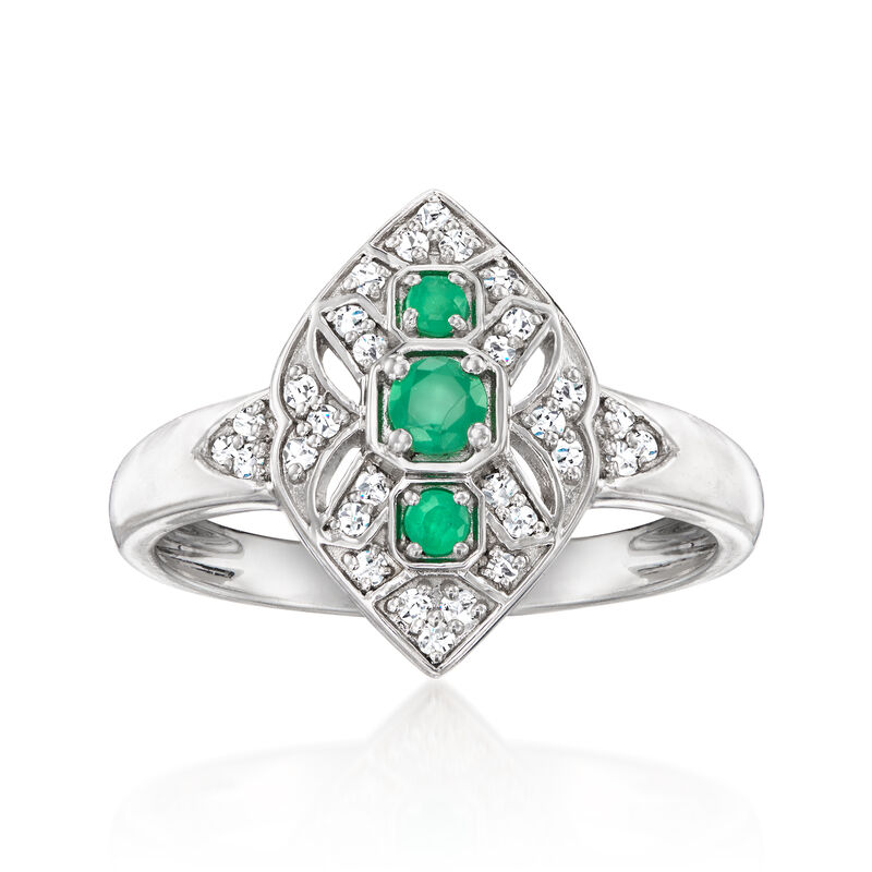 .20 ct. t.w. Emerald Ring with .16 ct. t.w. Diamonds in Sterling Silver image number 0