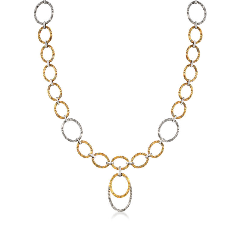 ALOR &quot;Classique&quot; Two-Tone Stainless Steel Cable Multi-Link Necklace. 17.5&quot; image number 0