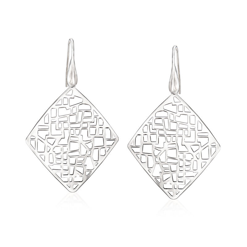 Italian Sterling Silver Diamond-Shaped Drop Earrings image number 0