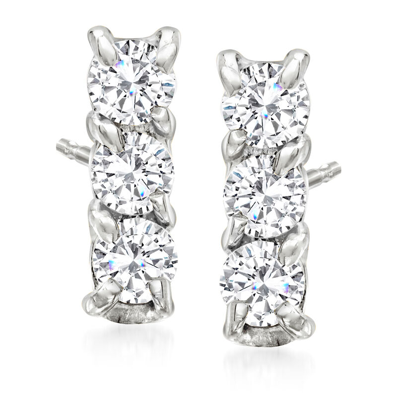 .24 ct. t.w. Diamond Bar Stud Earrings in 14kt White Gold image number 0
