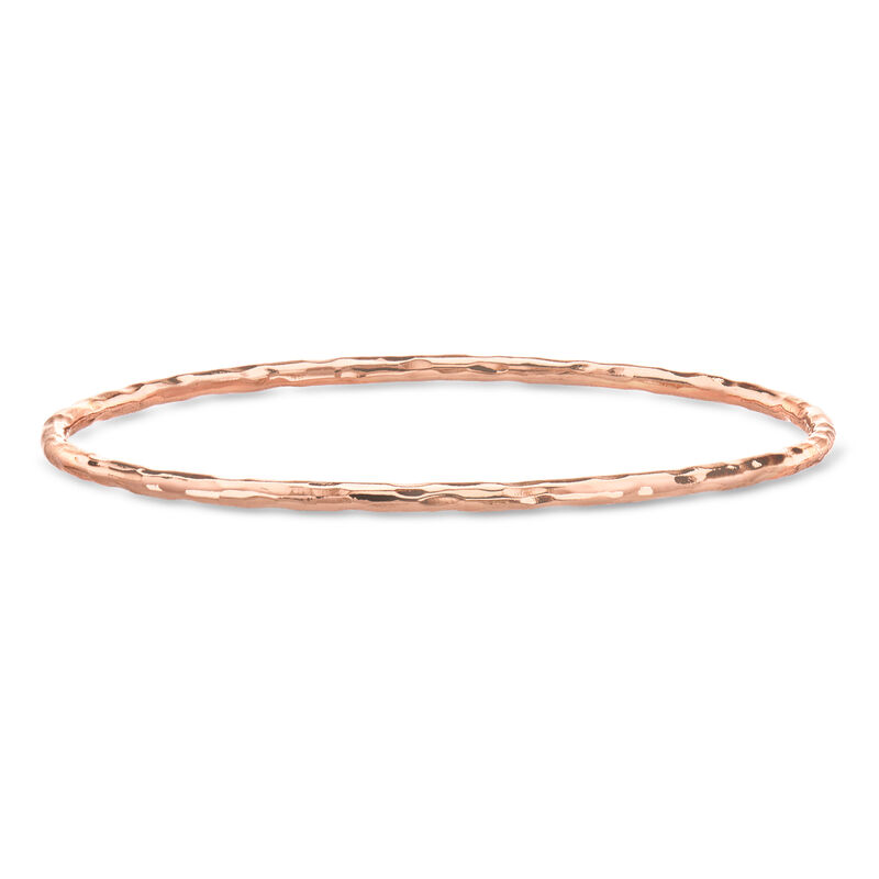 C. 2000 Vintage Ippolita 14kt Rose Gold Over Sterling Textured Bangle Bracelet. 8" image number 0