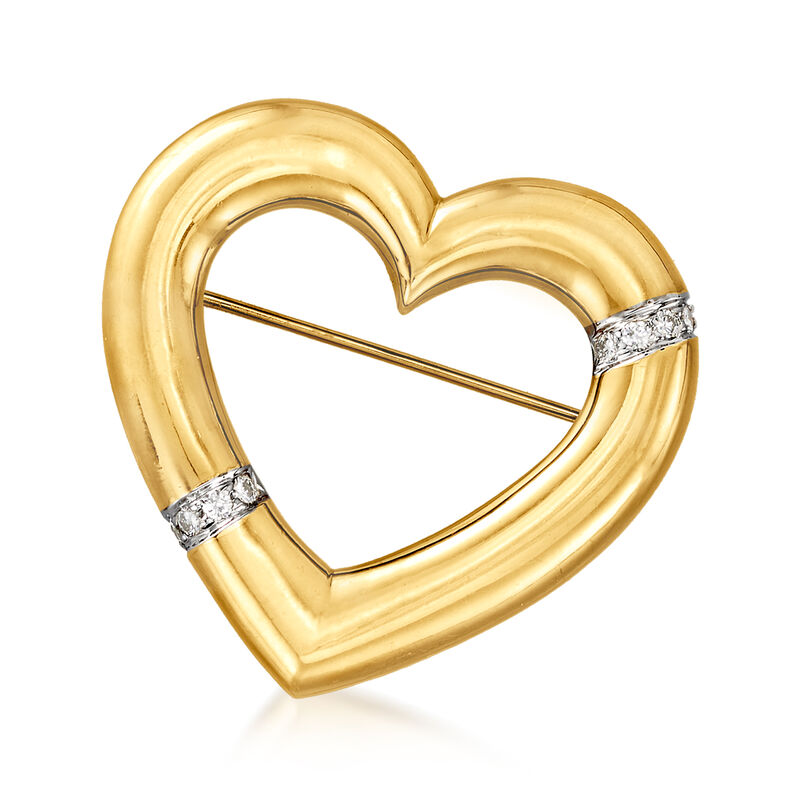 C. 1982 Vintage Tiffany Jewelry &quot;Paloma Picasso&quot; .25 ct. t.w. Diamond Heart Pin in 18kt Yellow Gold image number 0