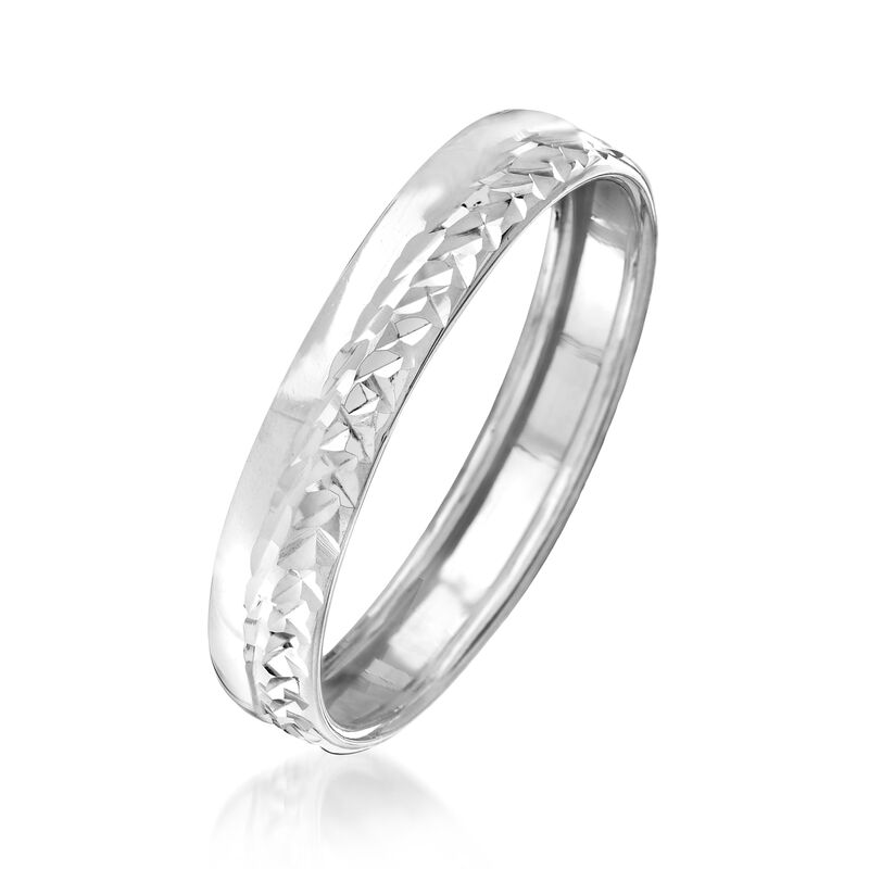 Italian 14kt White Gold Diamond-Cut Ring image number 1