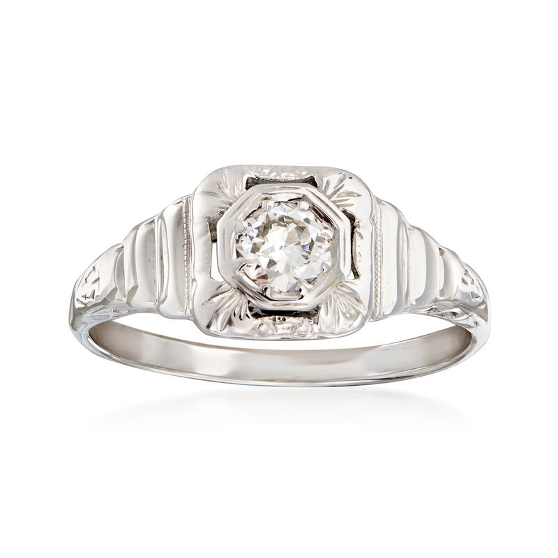 C. 1950 Vintage .33 Carat Diamond Filigree Ring in 14kt White Gold image number 0