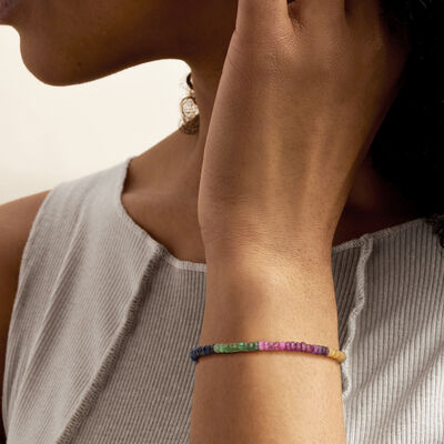 29.12 ct. t.w. Multi-Gemstone Bracelet with 14kt Yellow Gold Magnetic Clasp