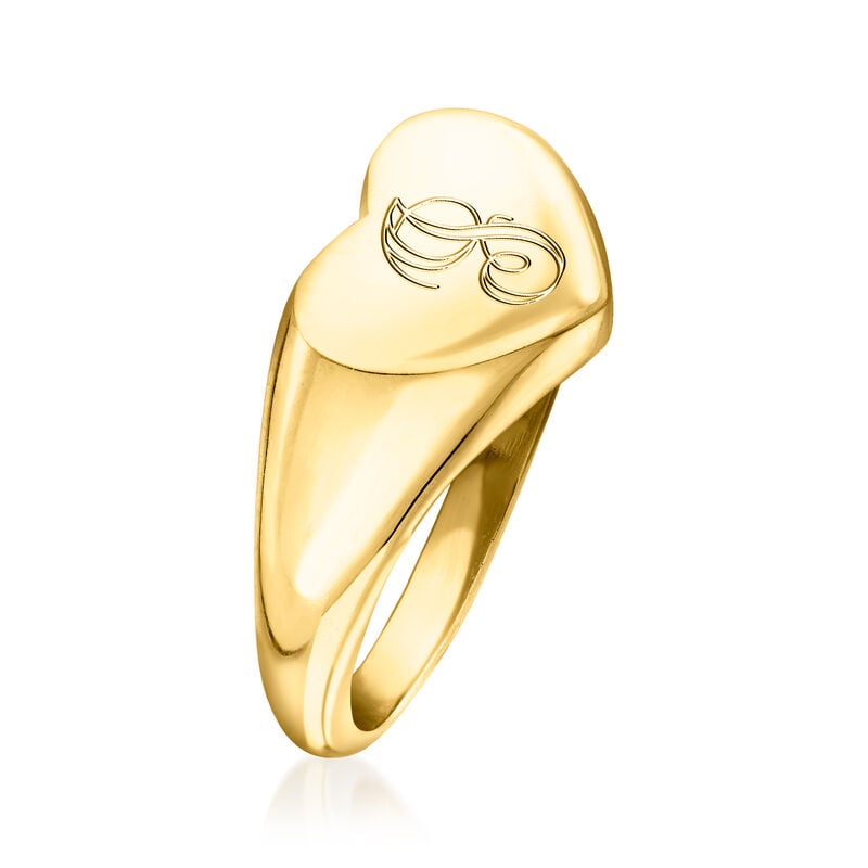 18kt Gold Vermeil Personalized Heart Signet Ring image number 2