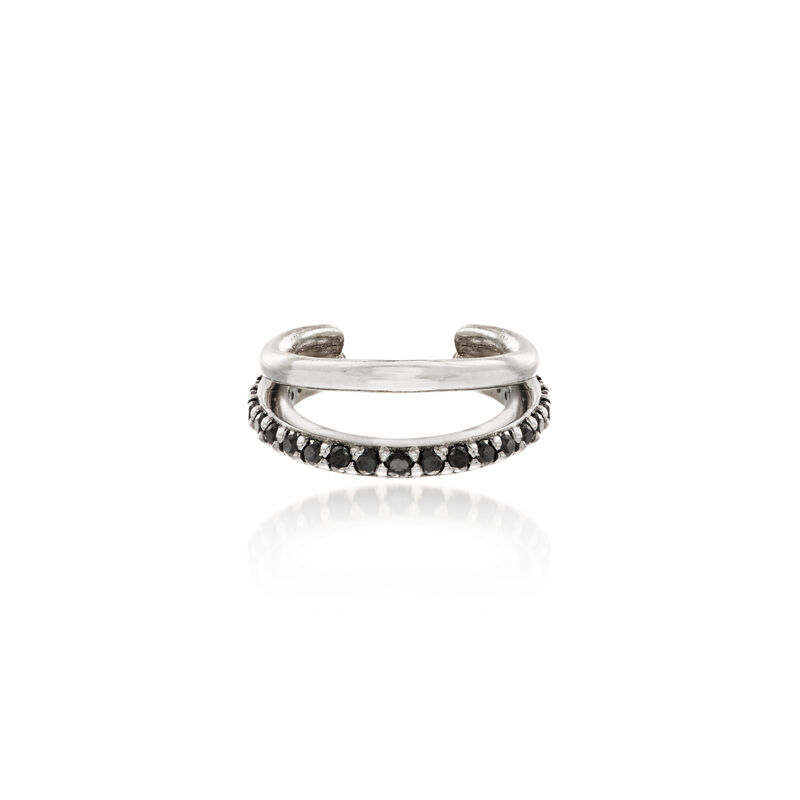 .70 ct. t.w. Black Spinel 5-pc. Jewelry Set: Earrings, Hoop Earrings and Single Ear Cuff in Sterling Silver image number 4