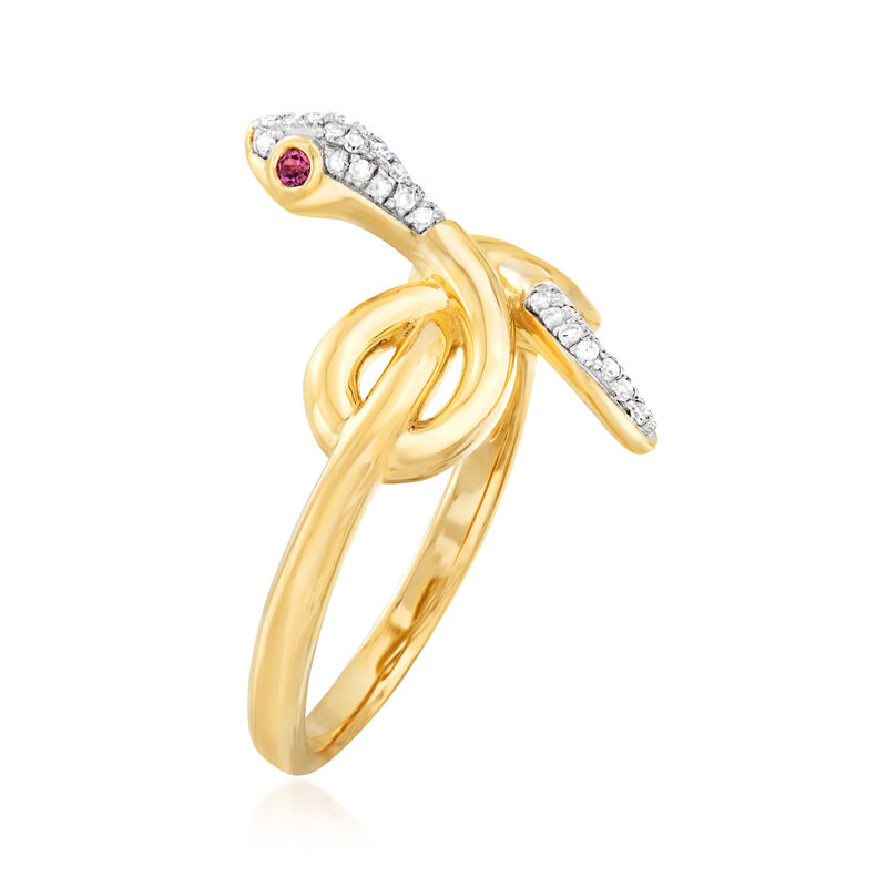 .10 ct. t.w. Diamond Infinity Snake Ring in 18kt Gold Over Sterling image number 2