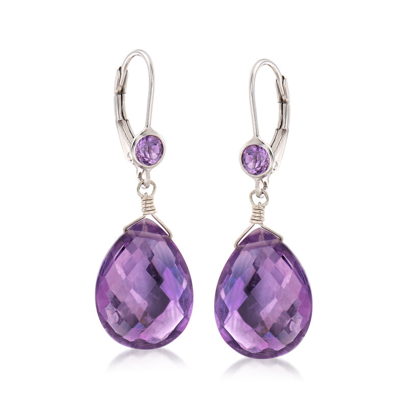 14.80 ct. t.w. Amethyst Drop Earrings in Sterling Silver image number 0