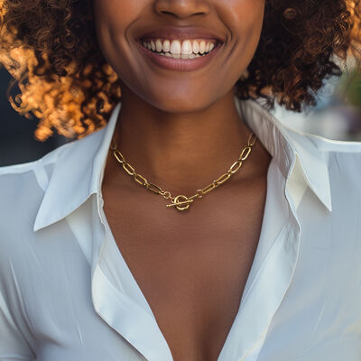 Italian 18kt Gold Over Sterling Paper Clip Link Necklace