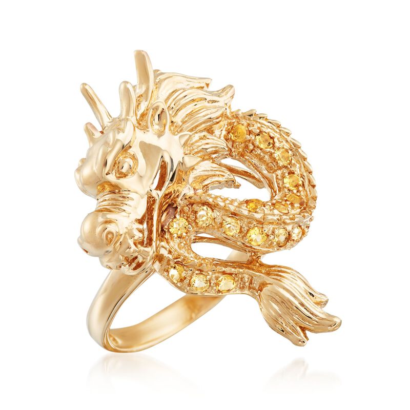 .30 ct. t.w. Citrine Dragon Ring in 14kt Yellow Gold image number 3