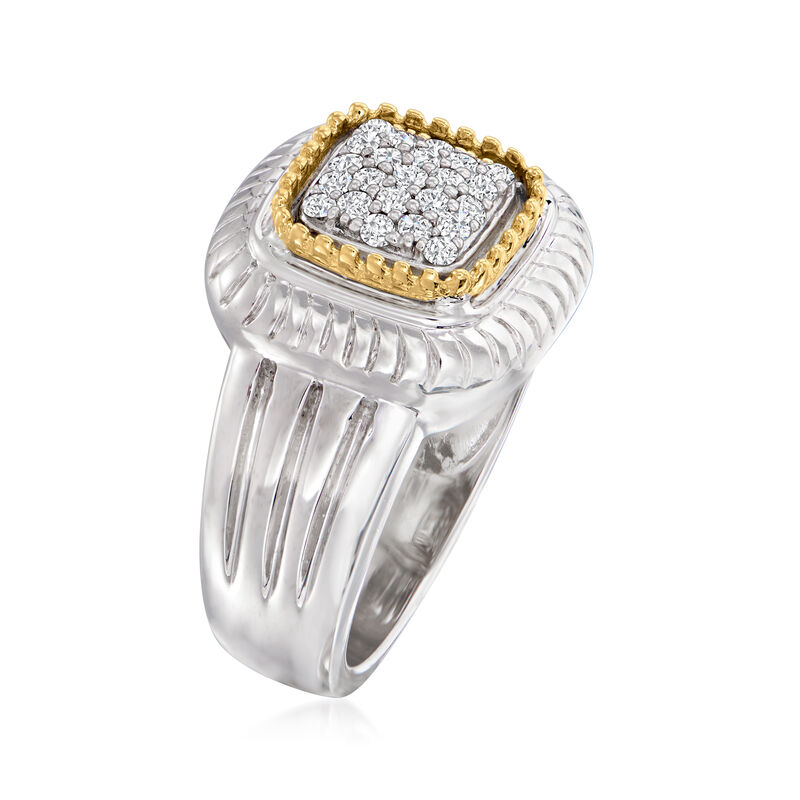.24 ct. t.w. Diamond Square-Top Ring in Sterling Silver and 14kt Yellow Gold image number 2