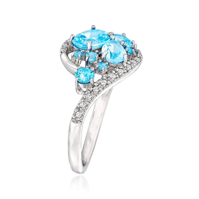 1.59 ct. t.w. Blue and White Swarovski Topaz Ring in Sterling Silver image number 2