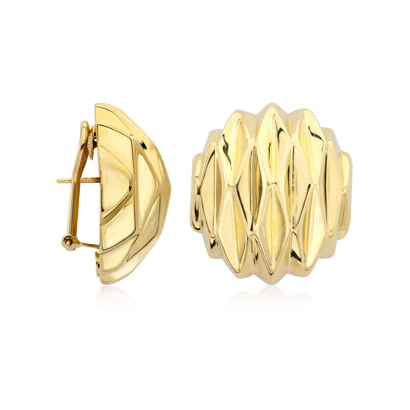 C. 1980 Vintage 18kt Yellow Gold Geometric Button Earrings  image number 2