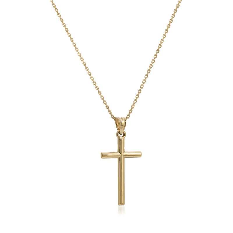 14kt Yellow Gold Three-Dimensional Cross Pendant Necklace. 18" image number 0