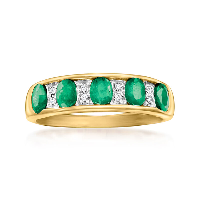 1.00 ct. t.w. Emerald Ring with Diamonds in 14kt Yellow Gold image number 0