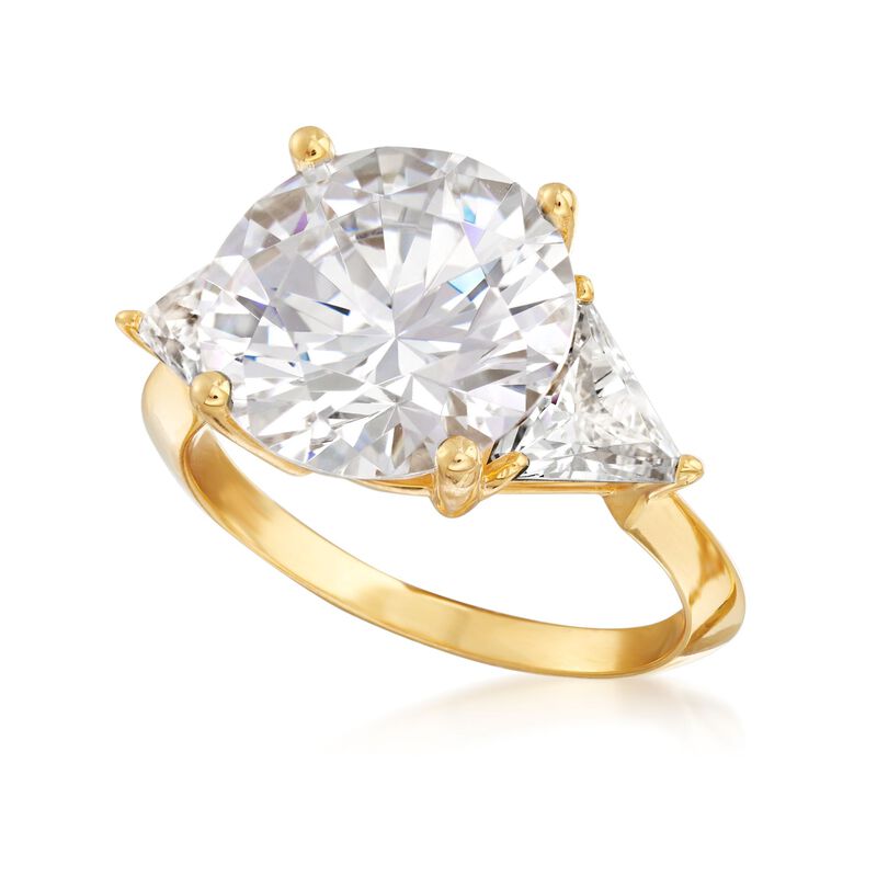 7.50 ct. t.w. Round and Trillion-Cut CZ Ring in 18kt Gold Over Sterling. Size 9 image number 3