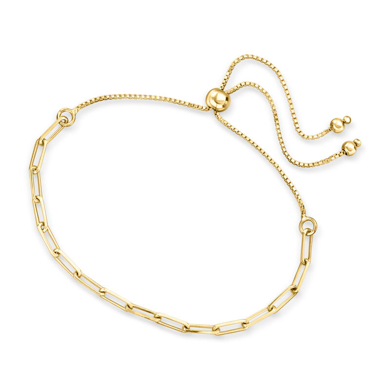 18kt Gold Vermeil Paper Clip Link Bolo Bracelet  image number 2