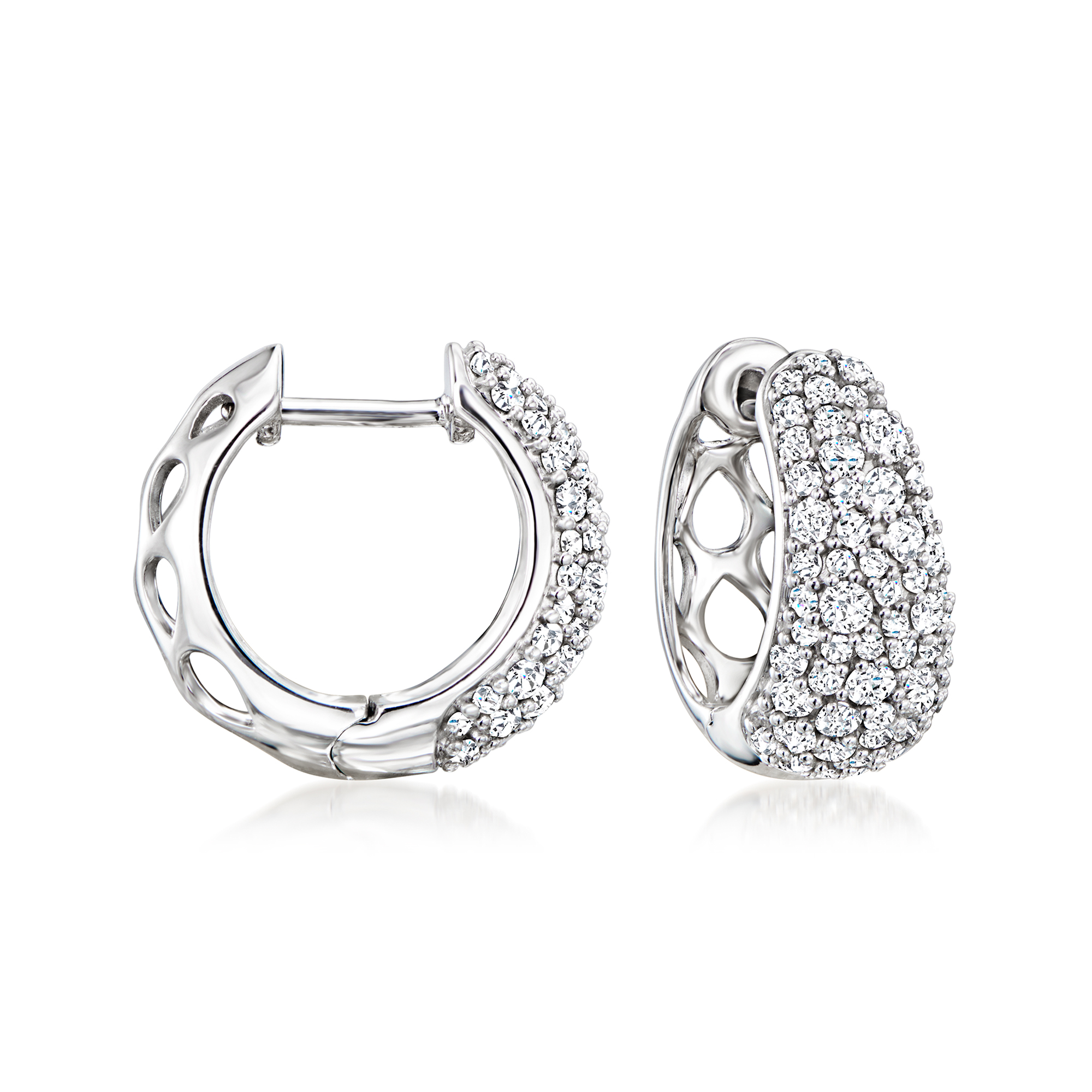 1.00 ct. t.w. Diamond Cluster Huggie Hoop Earrings in 14kt