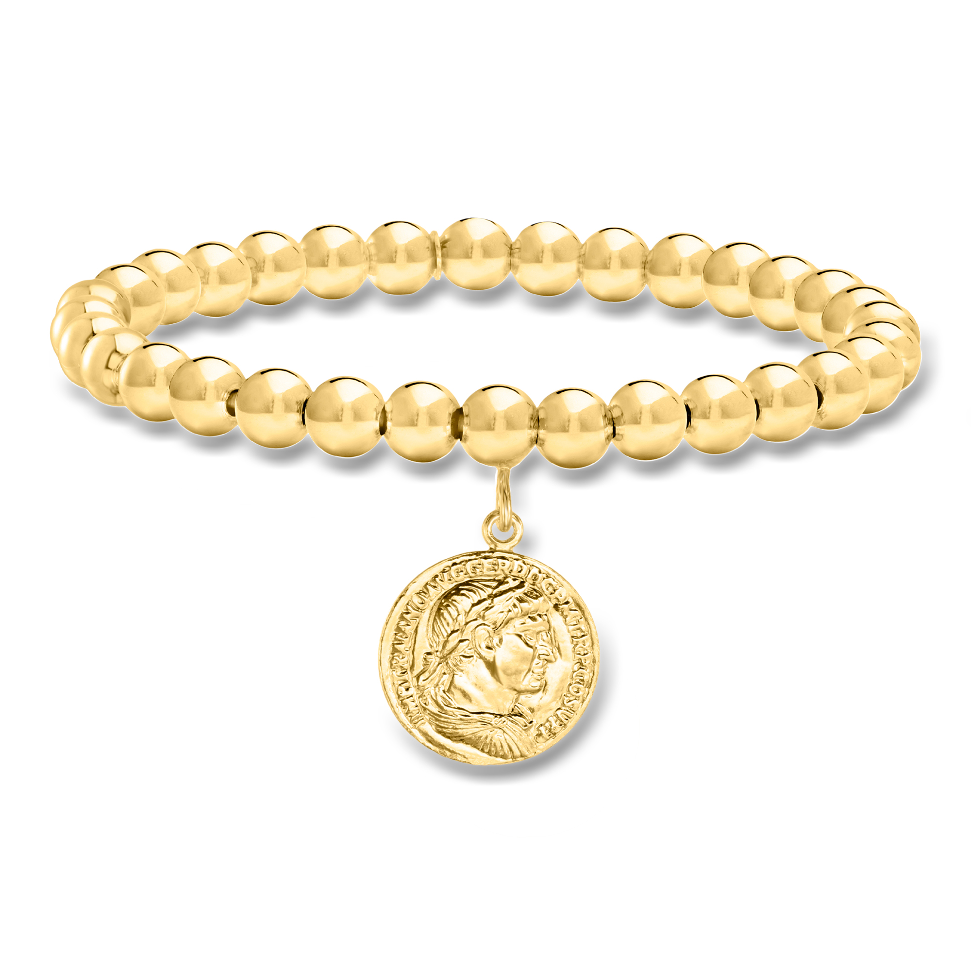 Italian 18kt Gold Over Sterling Replica Lira Coin and Oval-Link