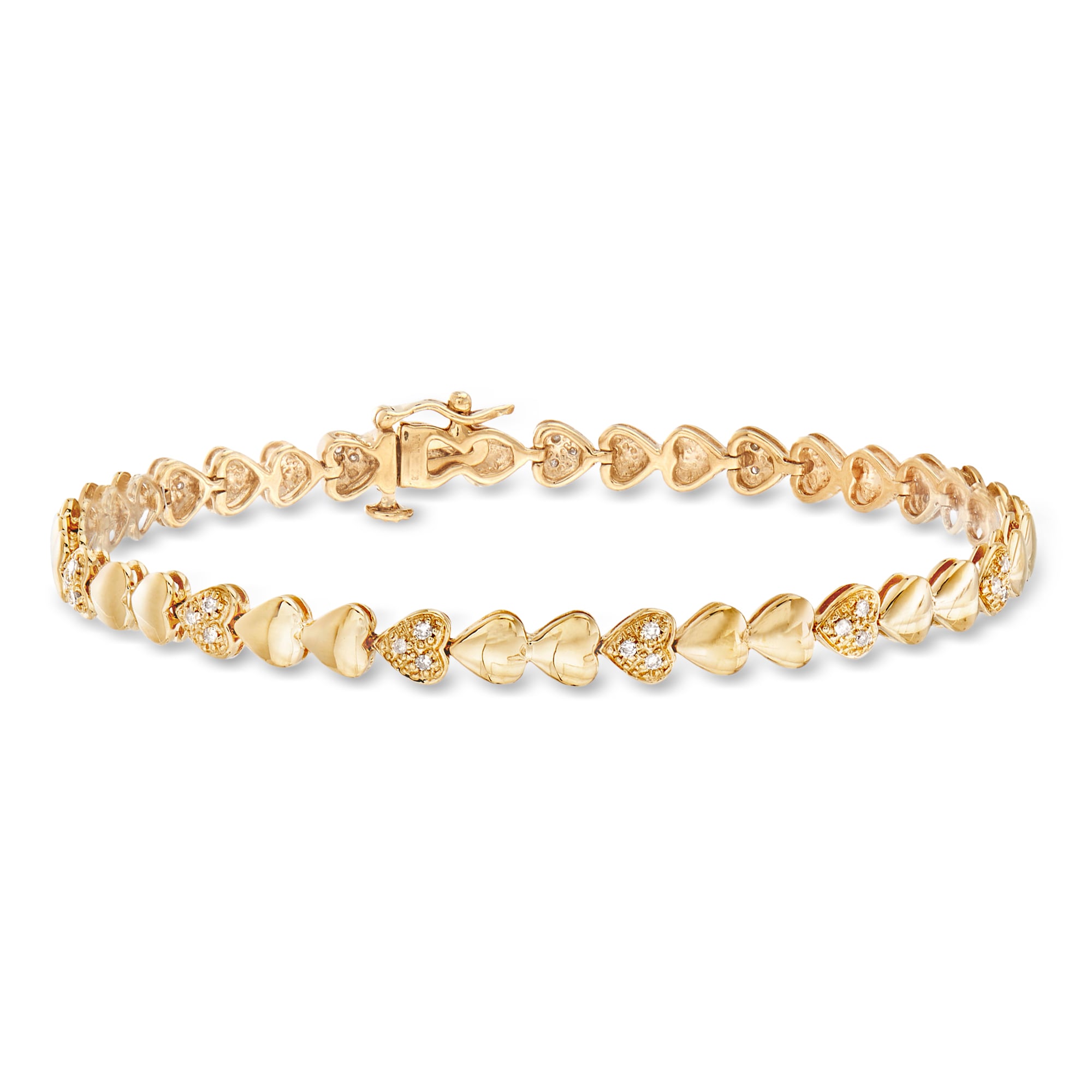 25 ct. t.w. Diamond Heart Bracelet in 18kt Gold Over Sterling