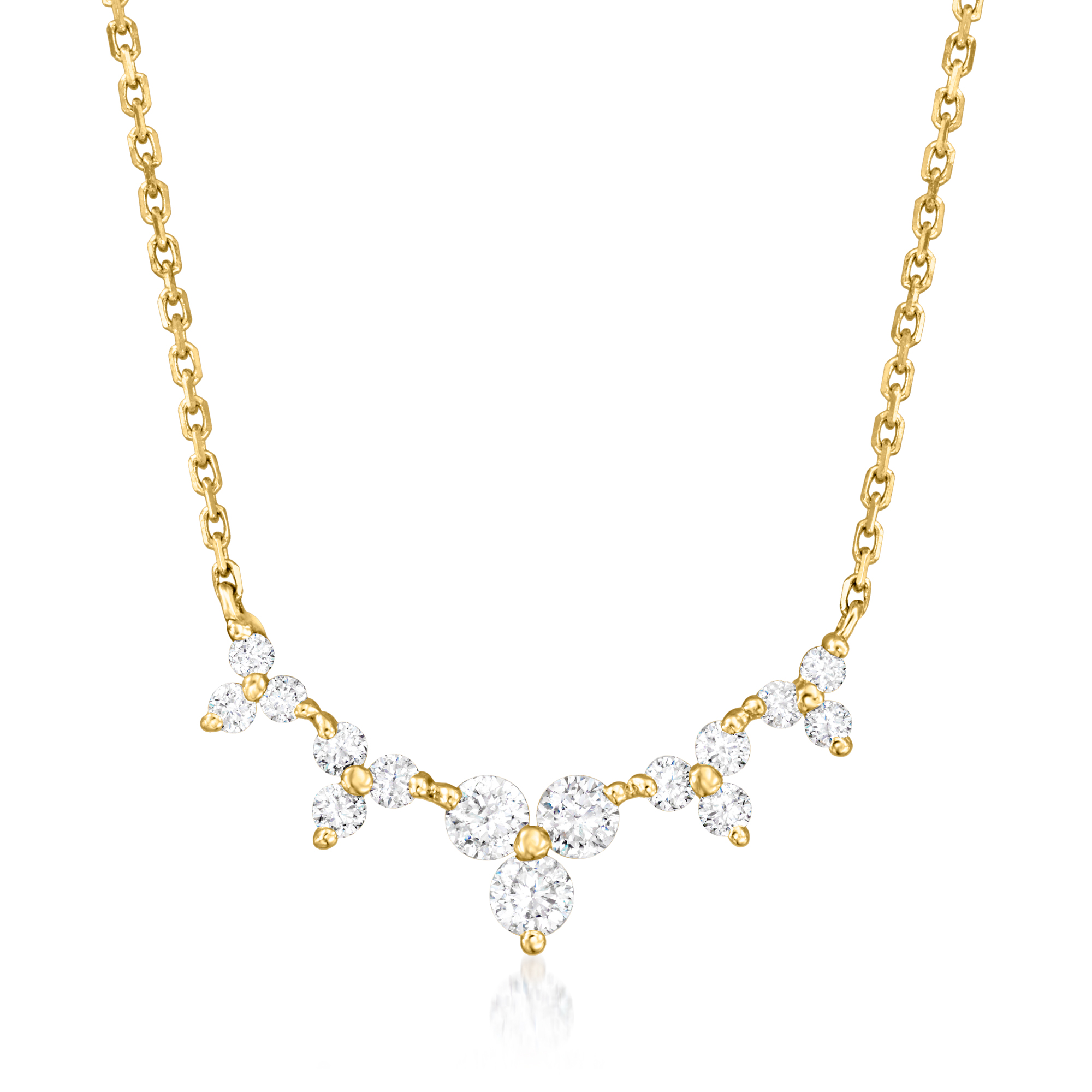 ★ROSEMONT★ 14K necklace RL0156 25 ct. t.w. Diamond Curved Bar Necklace in 14kt Yellow Gold