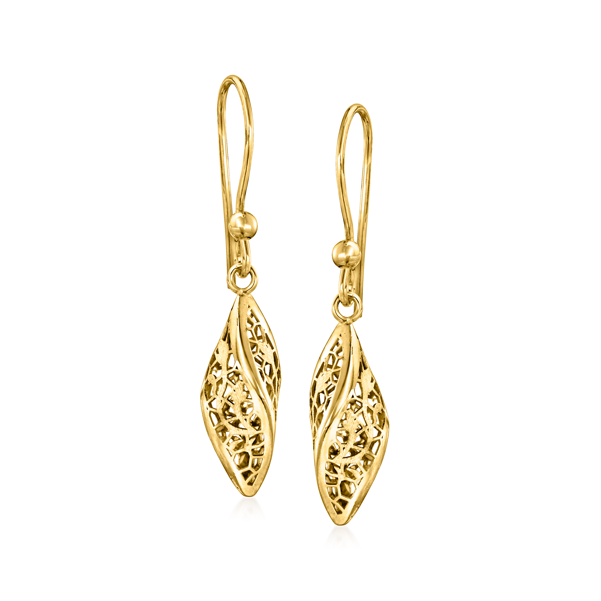 Italian 14kt Yellow Gold Twisted Lace Drop Earrings