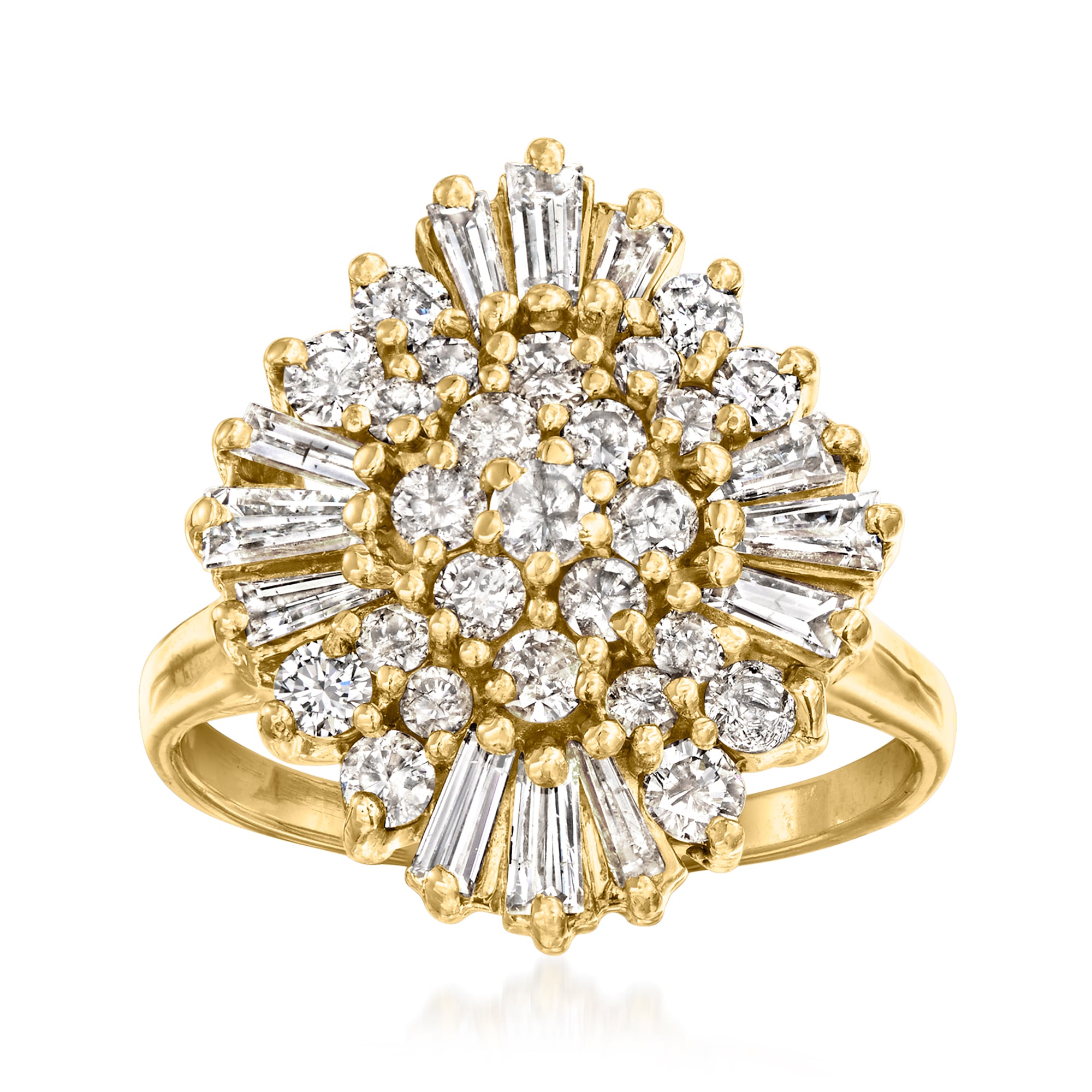 C. 2000 Vintage 1.60 ct. t.w. Diamond Cluster Ring in 14kt Yellow