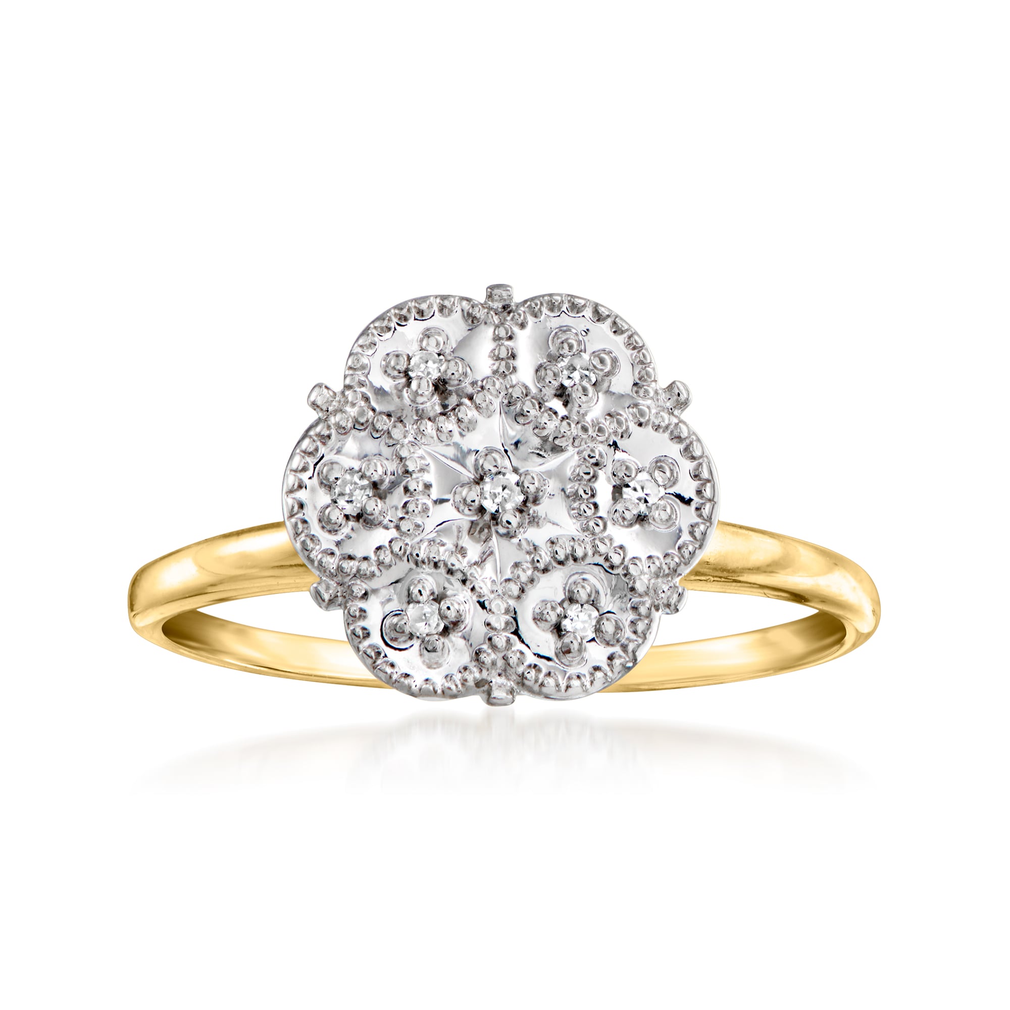 C. 1990 Vintage Diamond Cluster Ring in 10kt Yellow Gold | Ross Simons