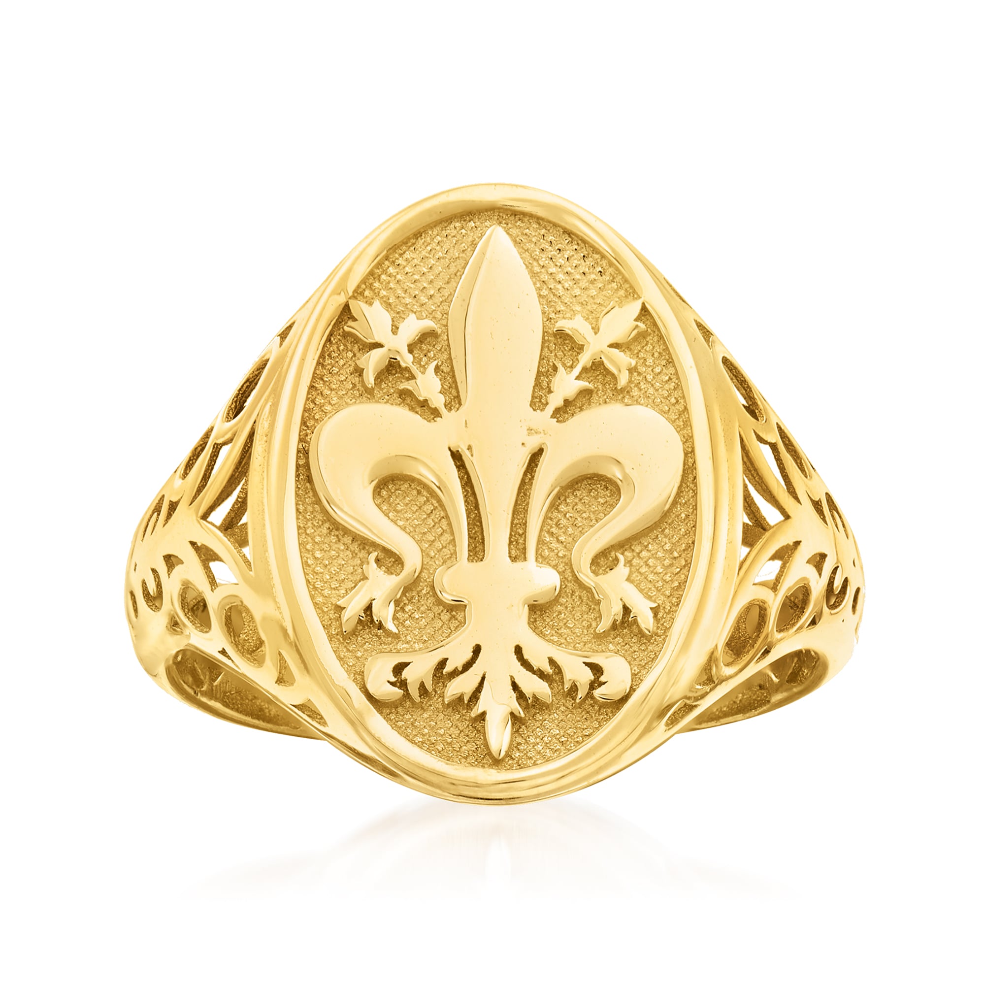 Italian 14kt Yellow Gold Fleur-De-Lis Signet Ring | Ross Simons