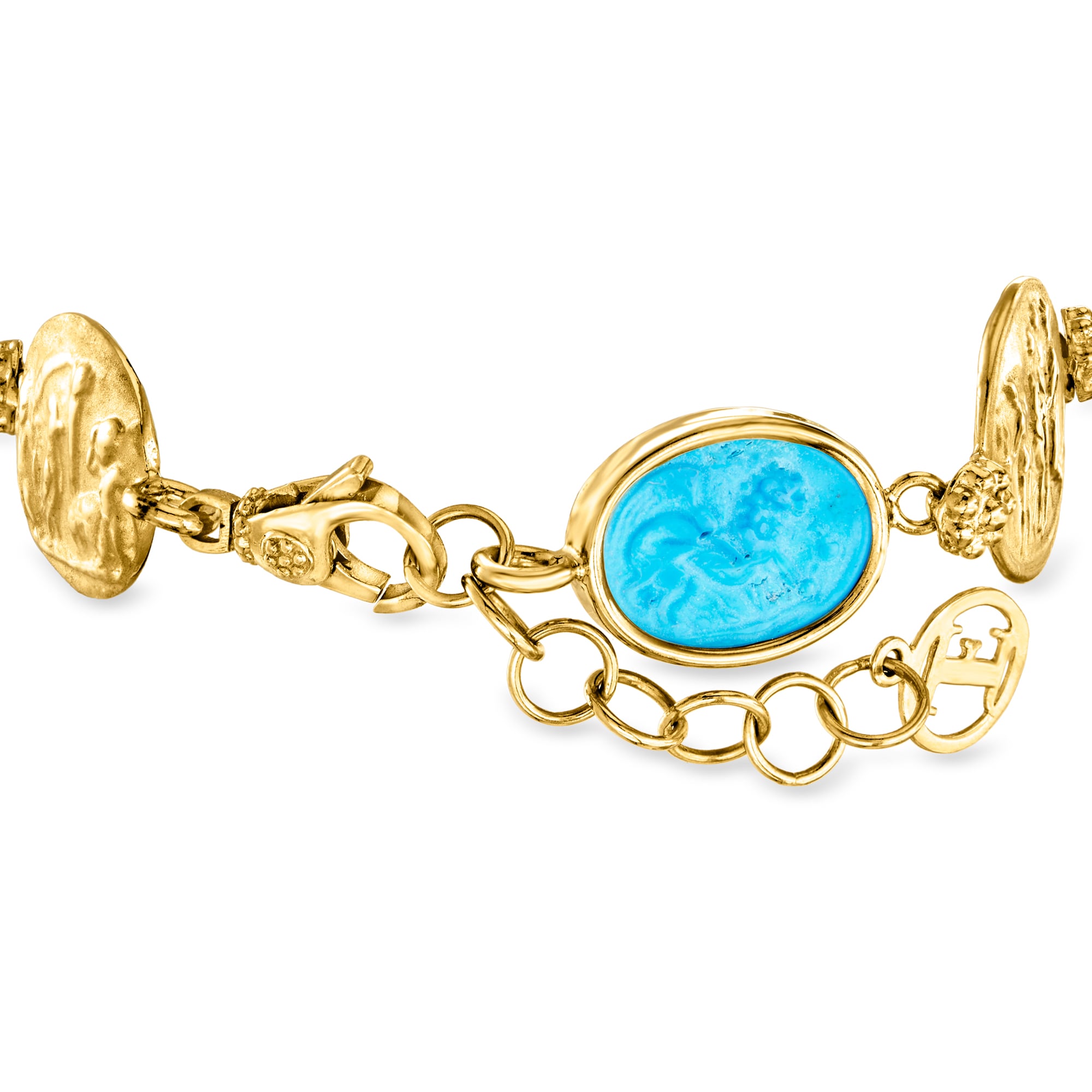 Italian Tagliamonte Simulated Turquoise Cameo-Style Bracelet in