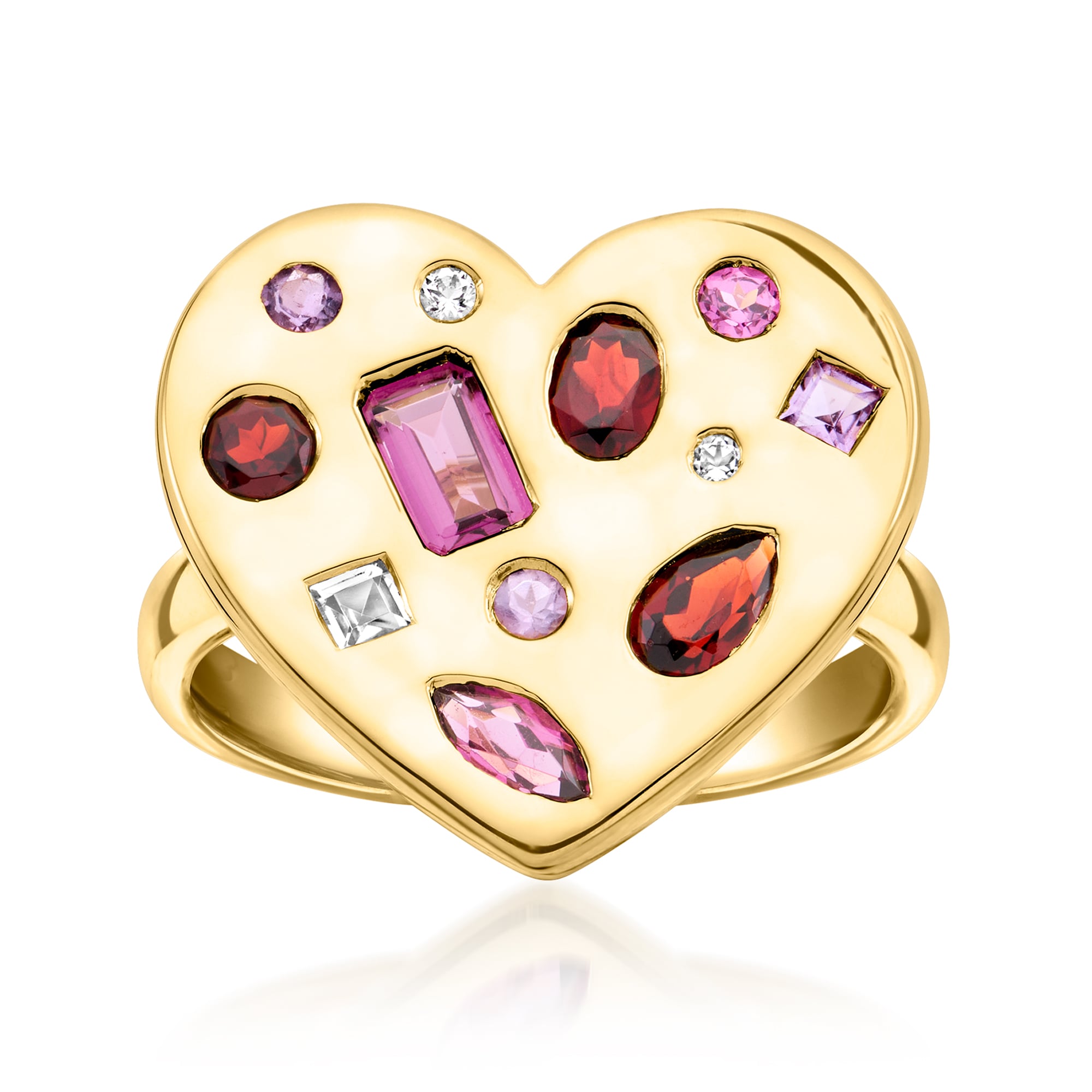 1.80 ct. t.w. Multi-Gemstone Ring in 18kt Gold Over Sterling