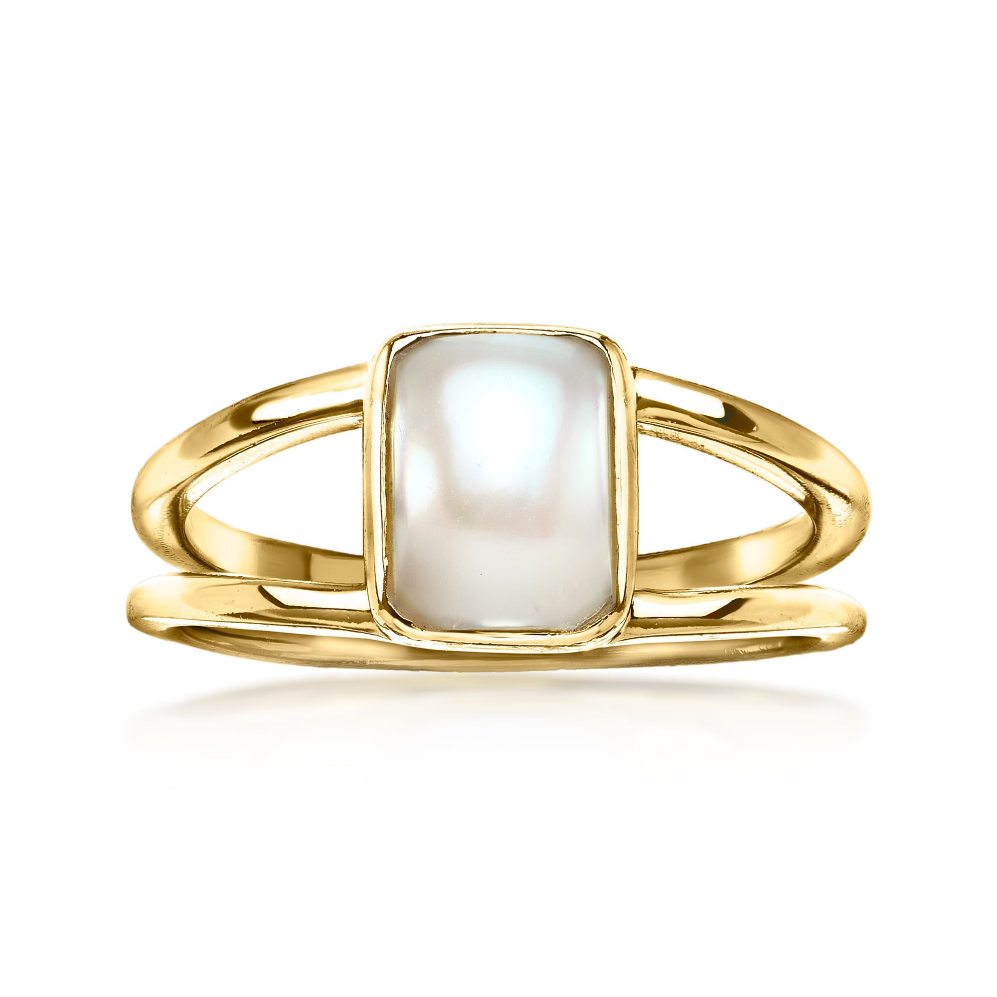 20-22mm Cultured Keshi Pearl Ring in 18kt Gold Over Sterling