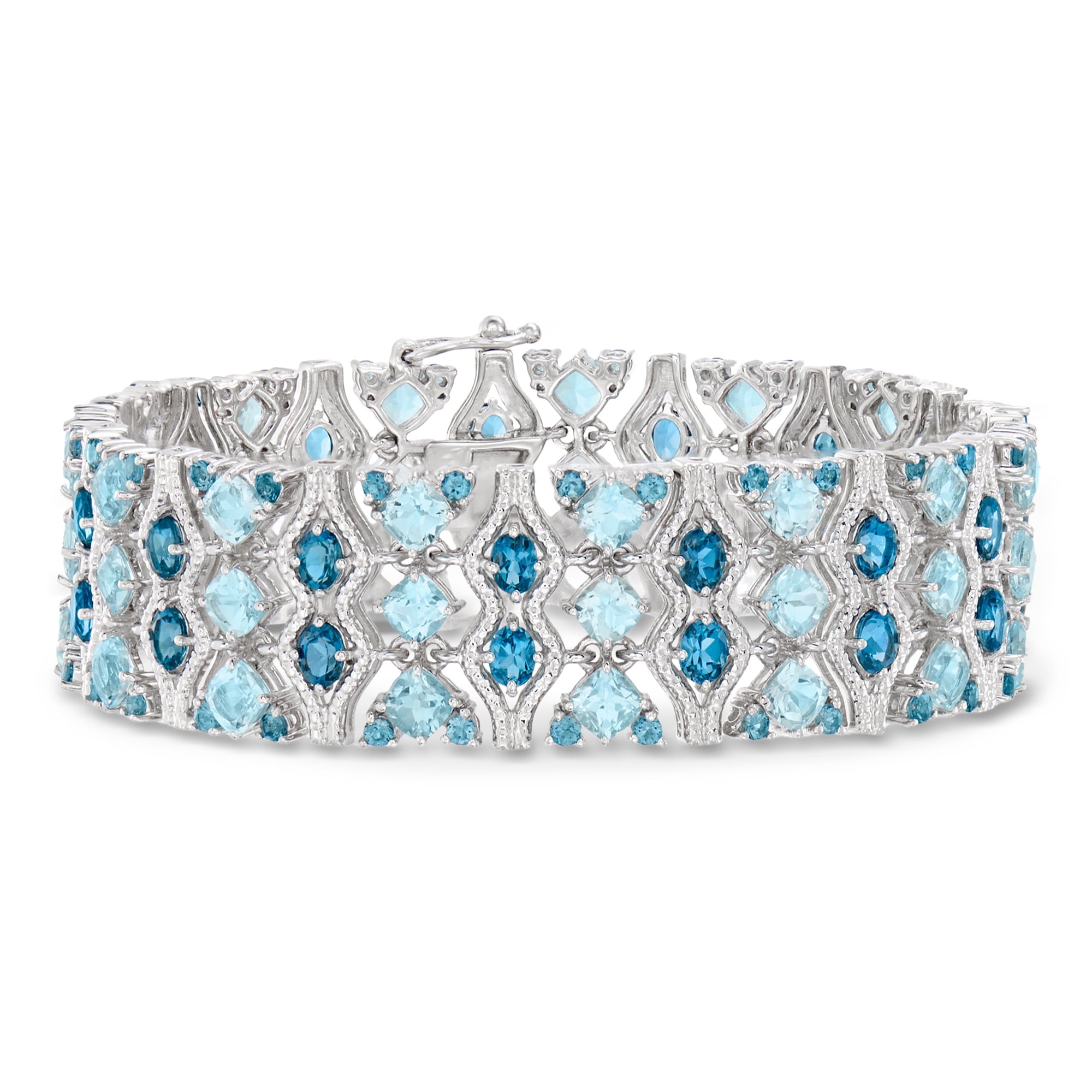 13.00 ct. t.w. Aquamarine Two-Row Tennis Bracelet in Sterling