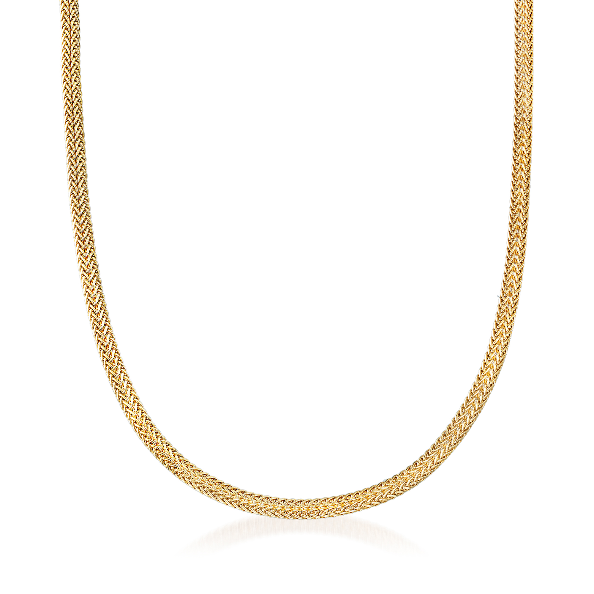 【冬バーゲン★特別送料無料！】 Italian 14kt Necklace Chain Wheat Flat Double Gold Yellow ホワイトゴールド