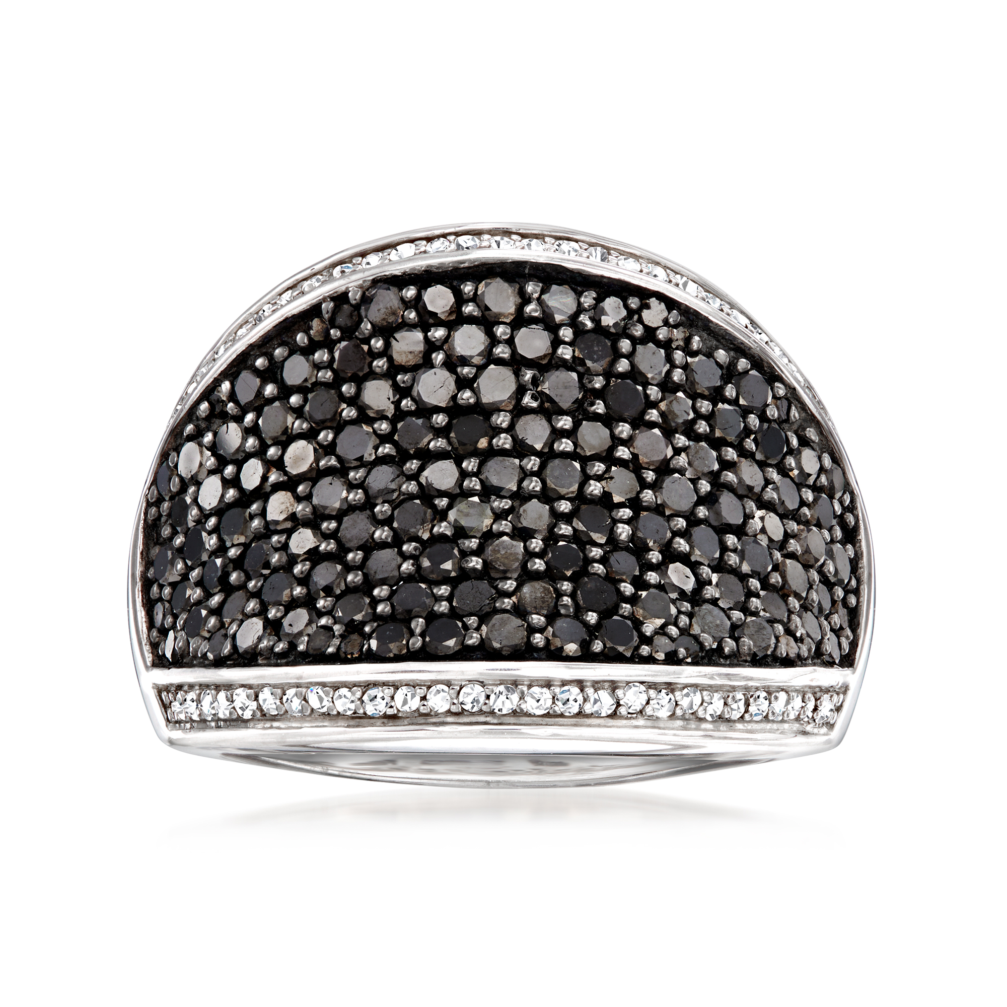 2.00 ct. t.w. Black and White Diamond Dome Ring in Sterling Silver