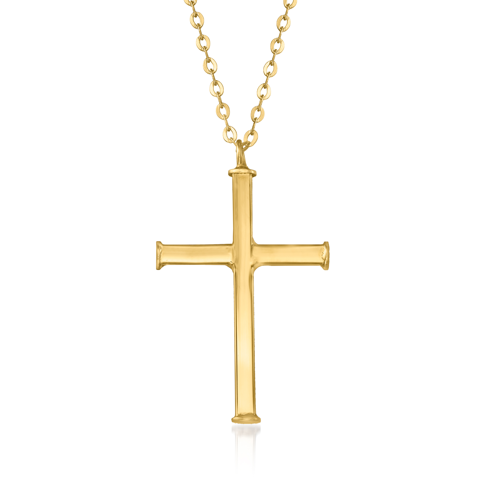 14K Italian Gold Gemstone Cross Necklace