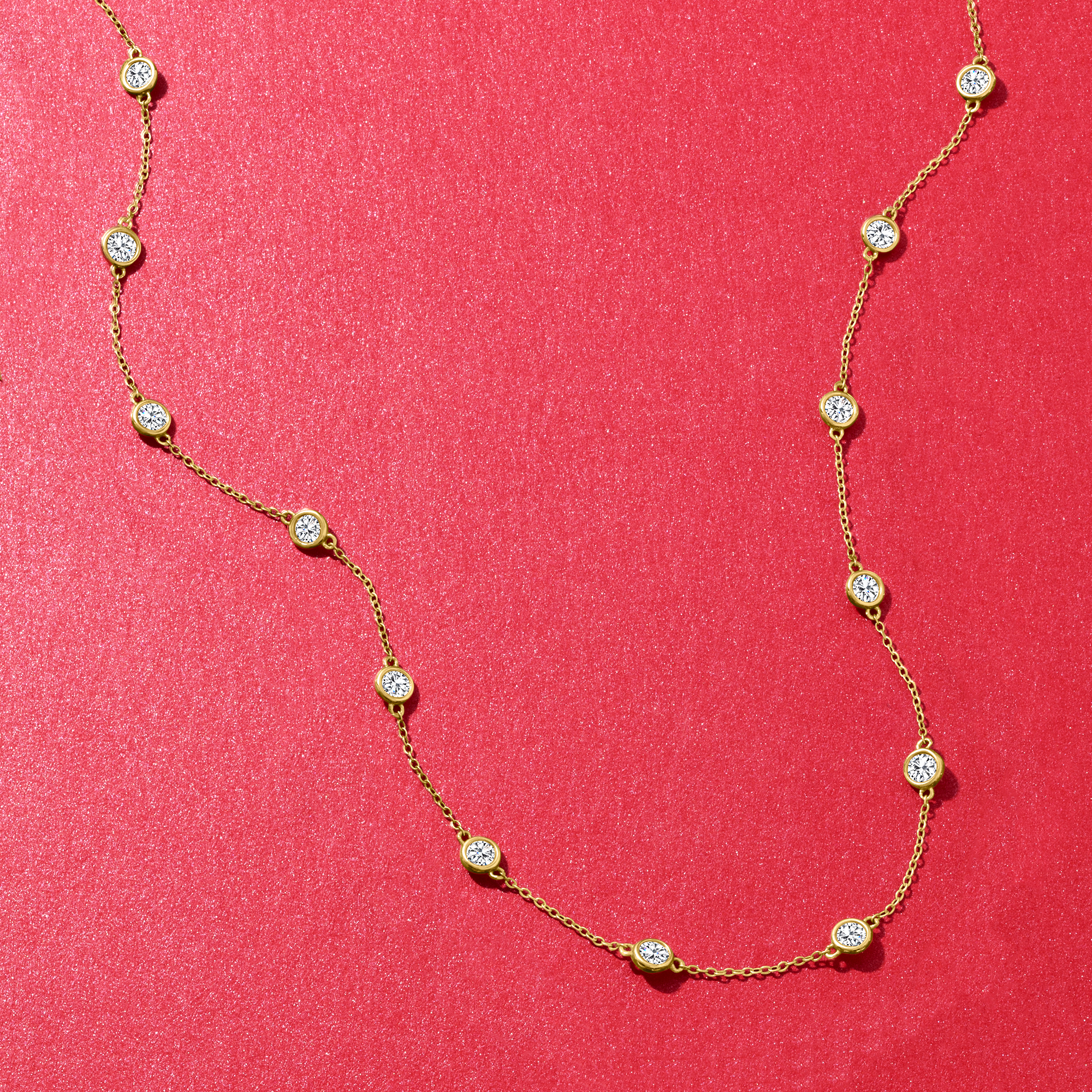 Rose gold diamond station necklace sales