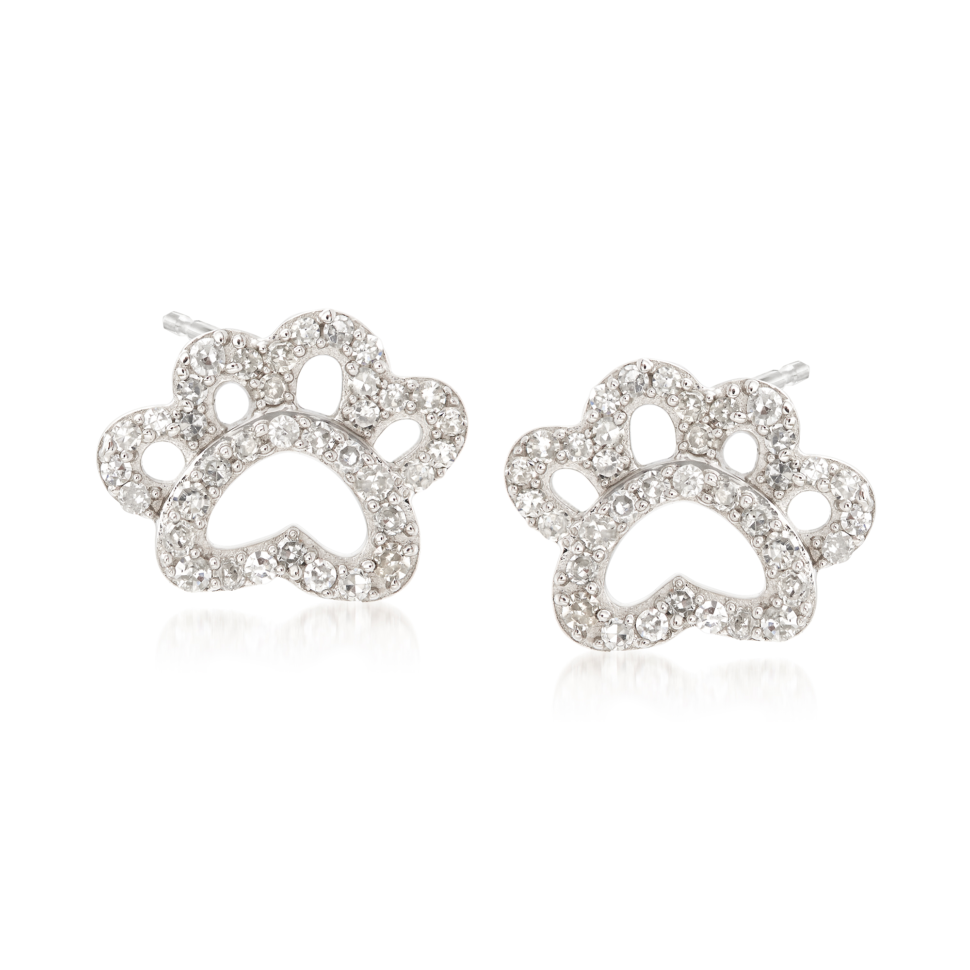 15 ct. t.w. Diamond Open Paw Print Stud 