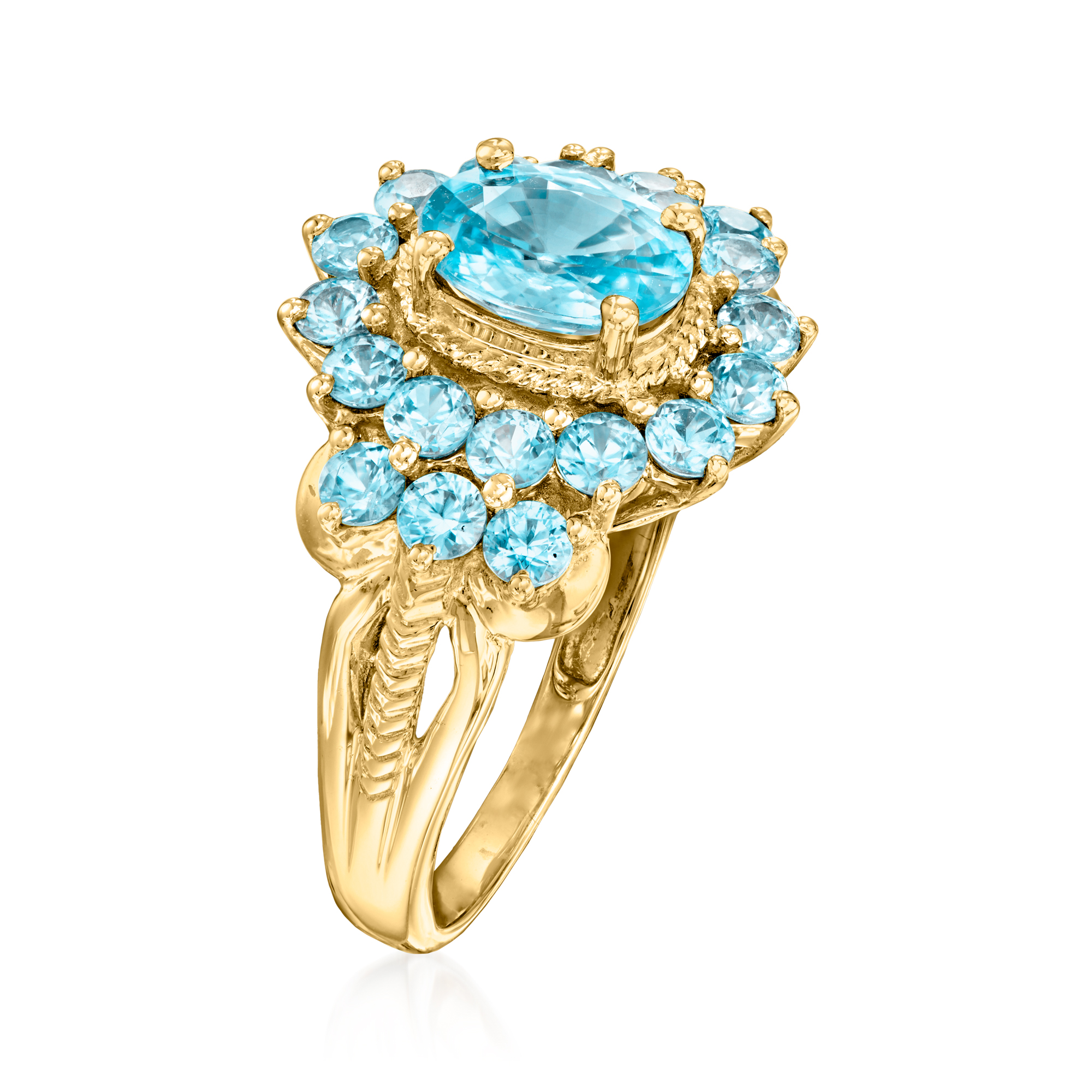 C. 1980 Vintage 3.75 ct. t.w. Blue Zircon Ring in 14kt
