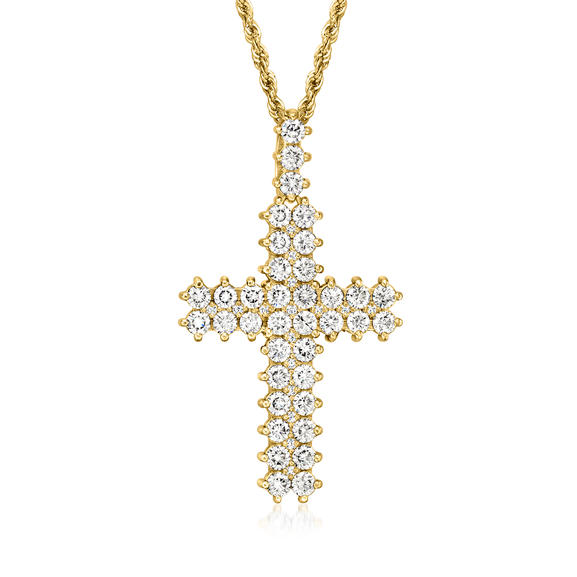 C. 1980 Vintage 3.85 ct. t.w. Diamond Cross Pendant Necklace C. 1980 Vintage 3.85 ct. t.w. Diamond Cross Pendant Necklace