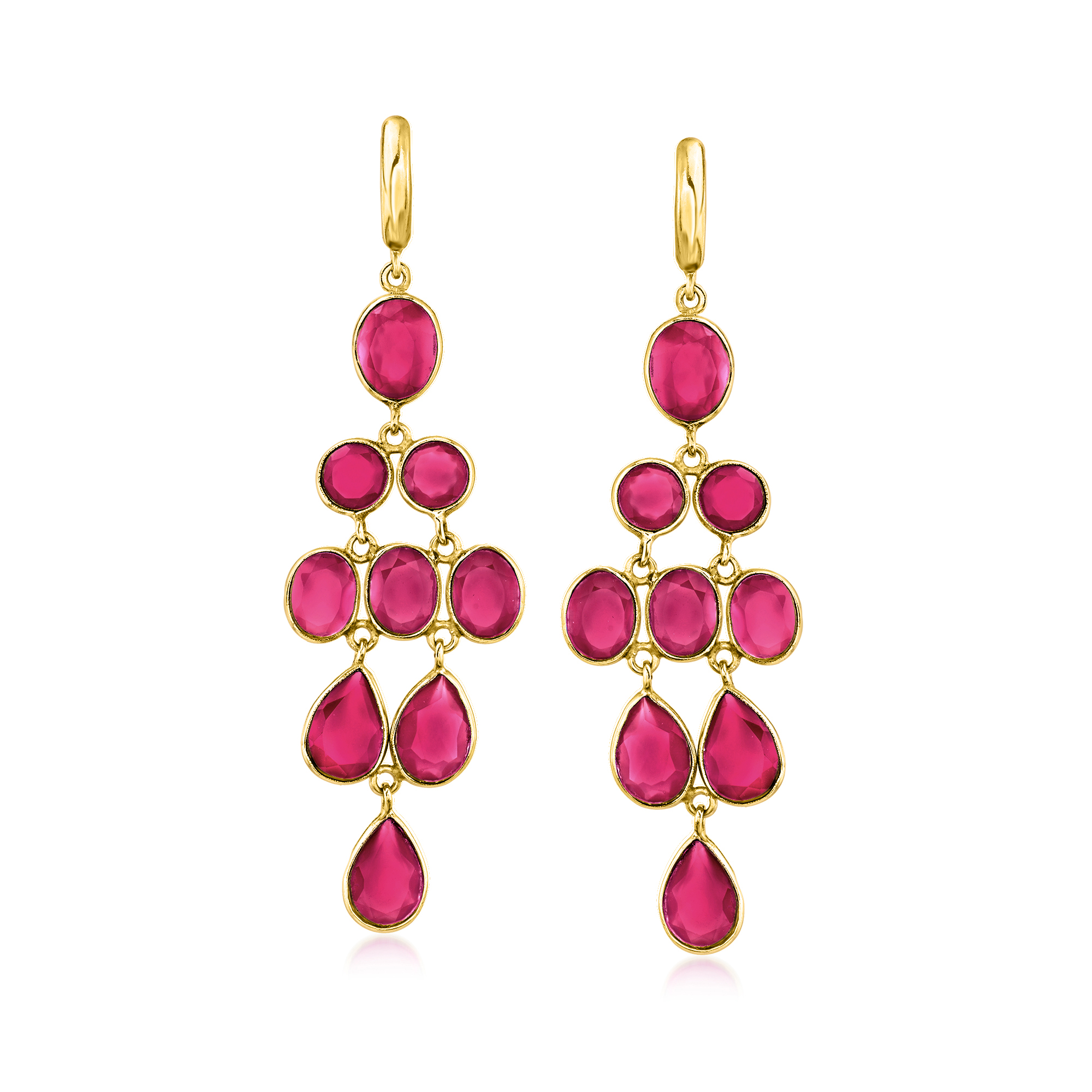 23.90 ct. t.w. Pink Quartz Chandelier Earrings in 18kt Gold