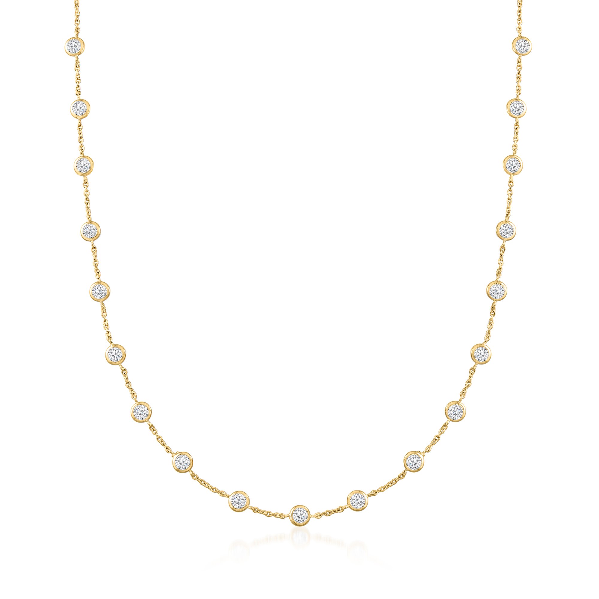 健康アクセサリー GOLD 10.00 ct. t.w. Bezel-Set CZ Station Necklace in 18kt Gold Over