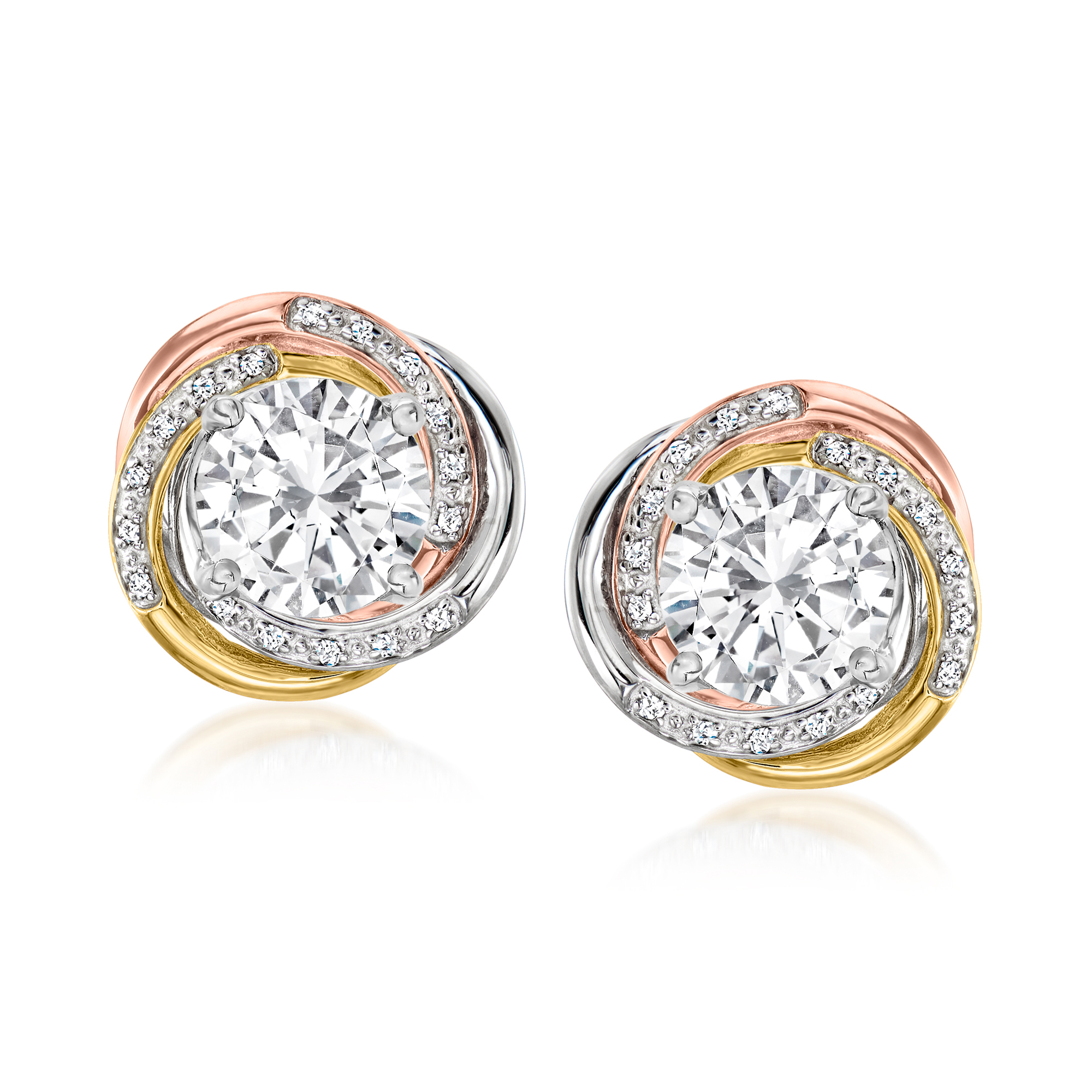 【just LoveR.】22SS★ Tate Earrings White Cubic Zirconia 18k Yellow Gold Over Sterling Silver
